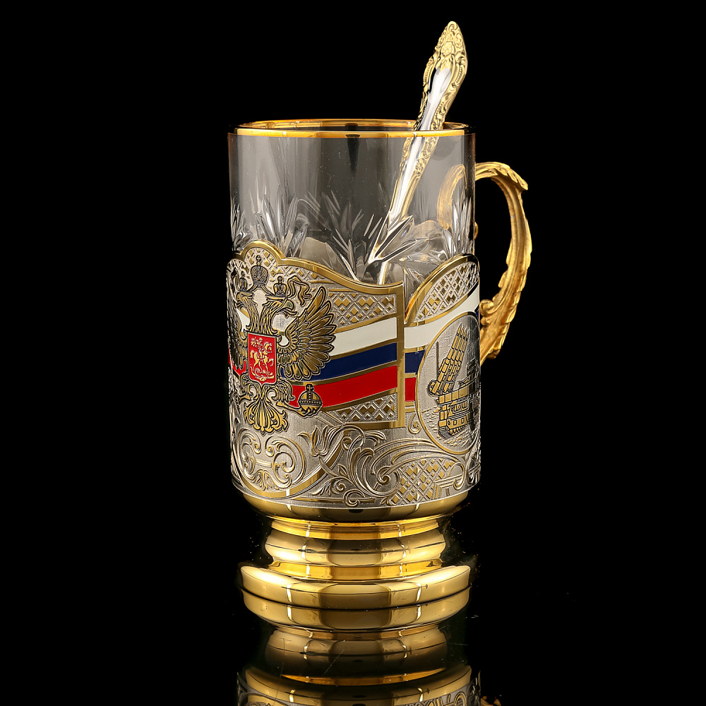 Подстаканник «Герб РФ. Танки». Златоуст - интернет магазин Русь Велика я фото 2