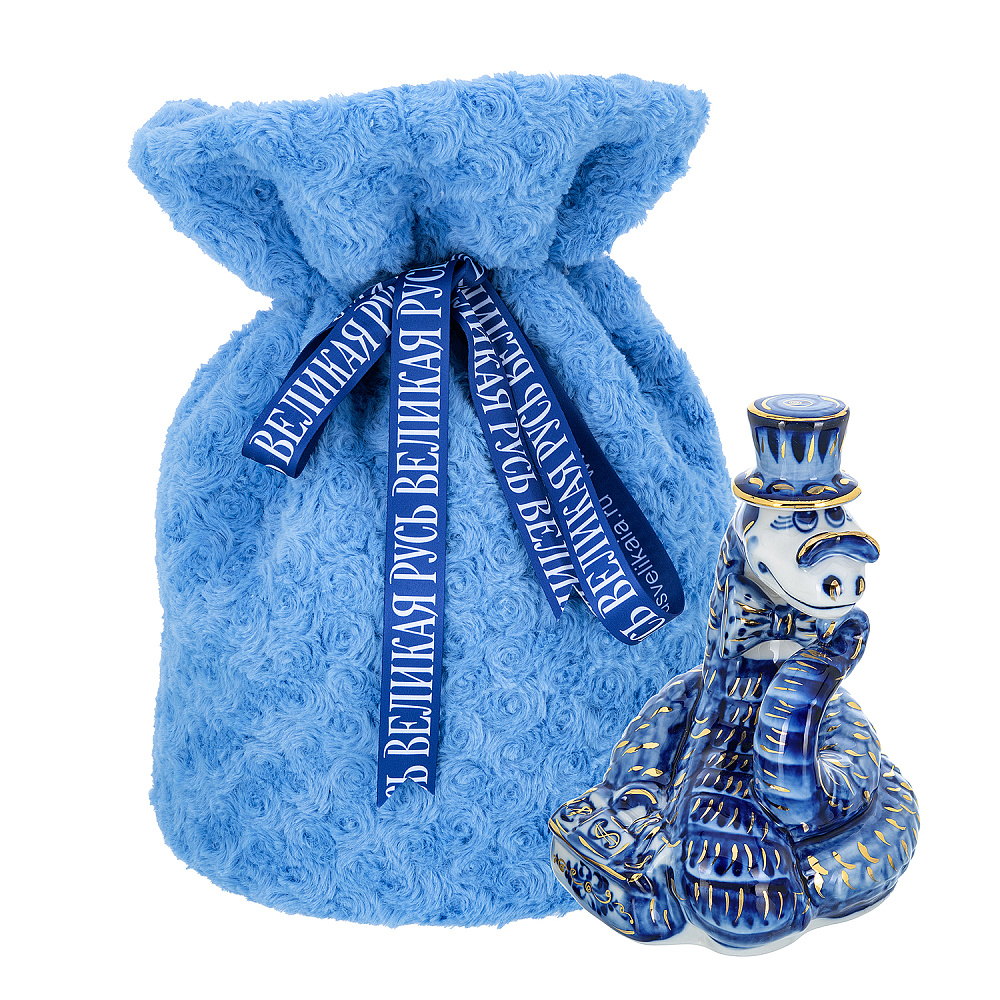 Змея Символ года 2025. Штоф «Змей Мудрый Каа». Гжель в золоте - интернет магазин Русь Велика я фото 1