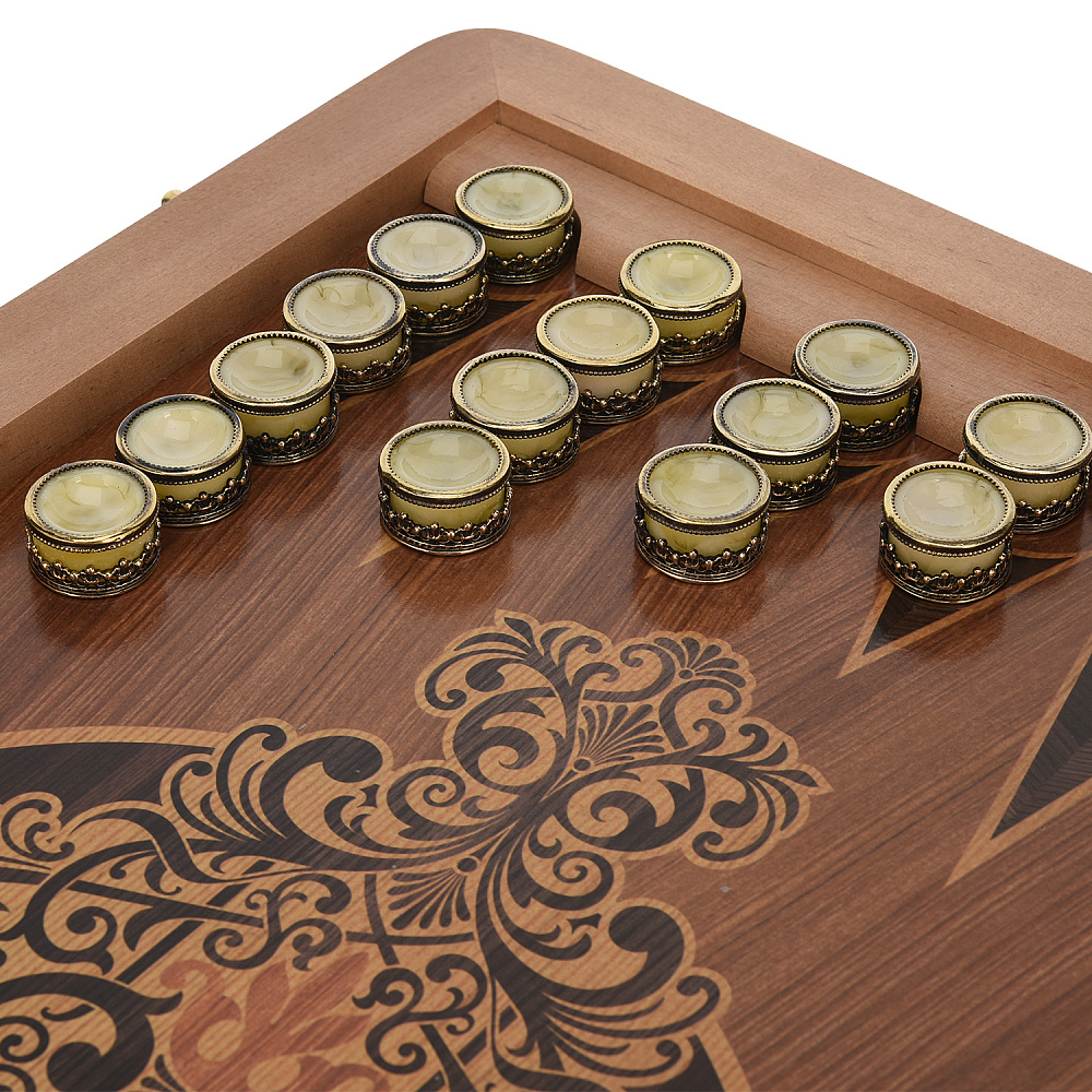 Нарды с кожаной вставкой и янтарными фишками «Питон» 60х30 см - интернет магазин Русь Велика я фото 4