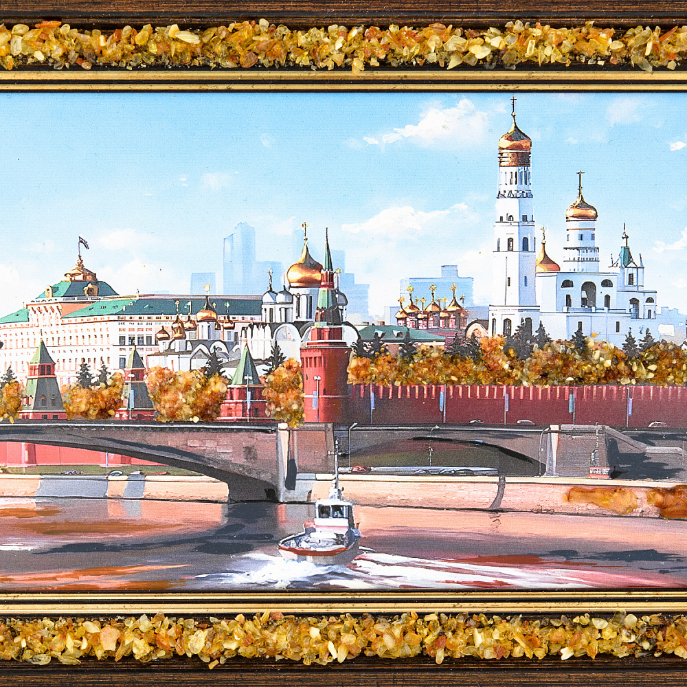 Картина янтарная «Храм Христа Спасителя» 24х15 см - интернет магазин Русь Велика я фото 2