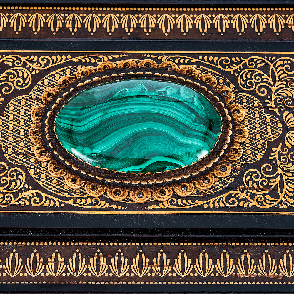 Шкатулка из бересты с малахитом - интернет магазин Русь Велика я фото 3