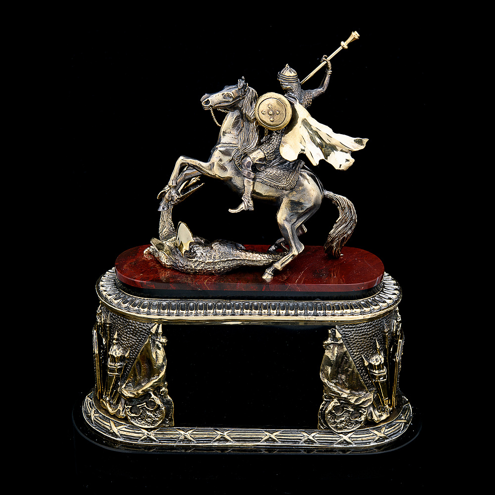 Часы каминные «Георгий Победоносец». Яшма - интернет магазин Русь Велика я фото 6