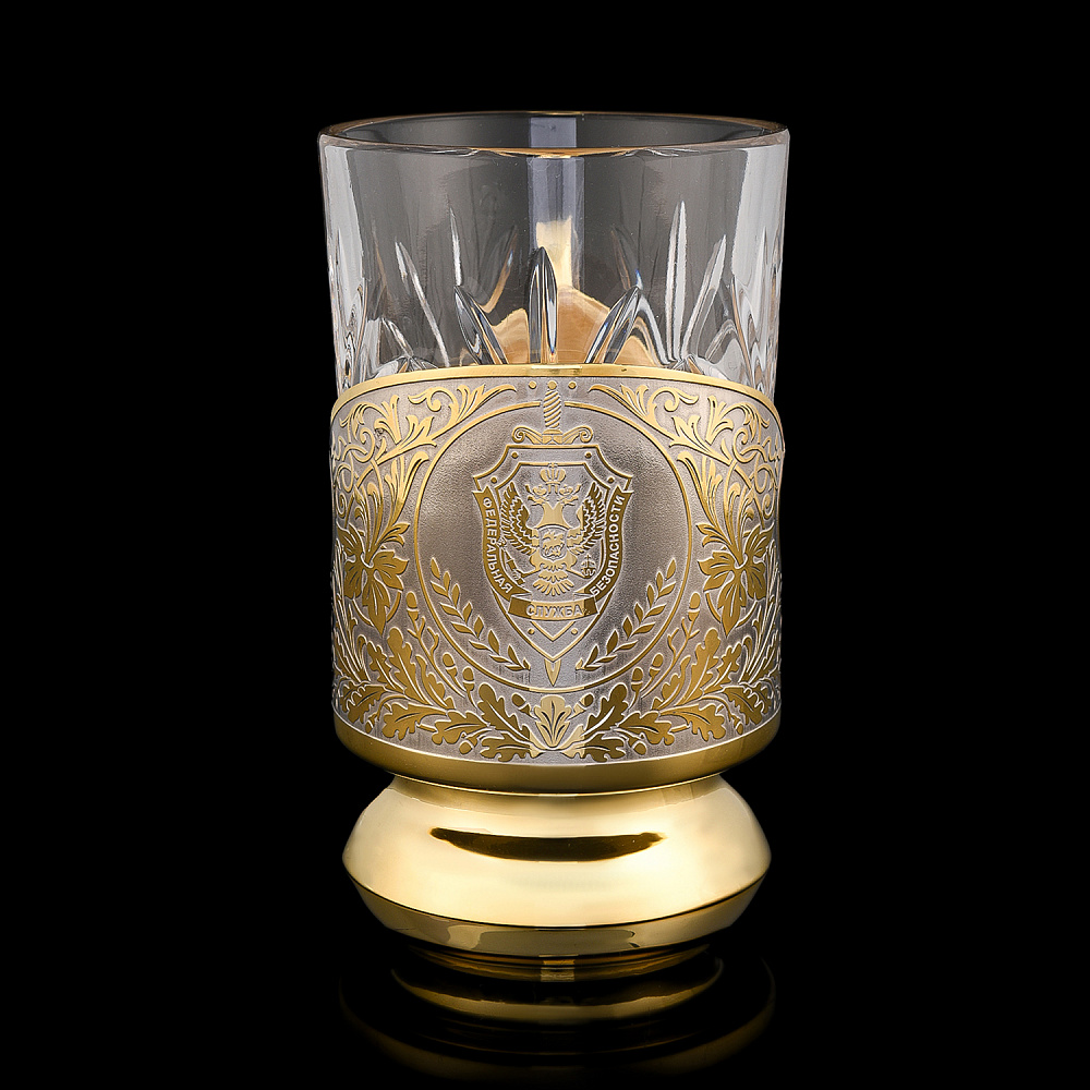 Подстаканник с ложечкой «Герб ФСБ». Златоуст - интернет магазин Русь Велика я 