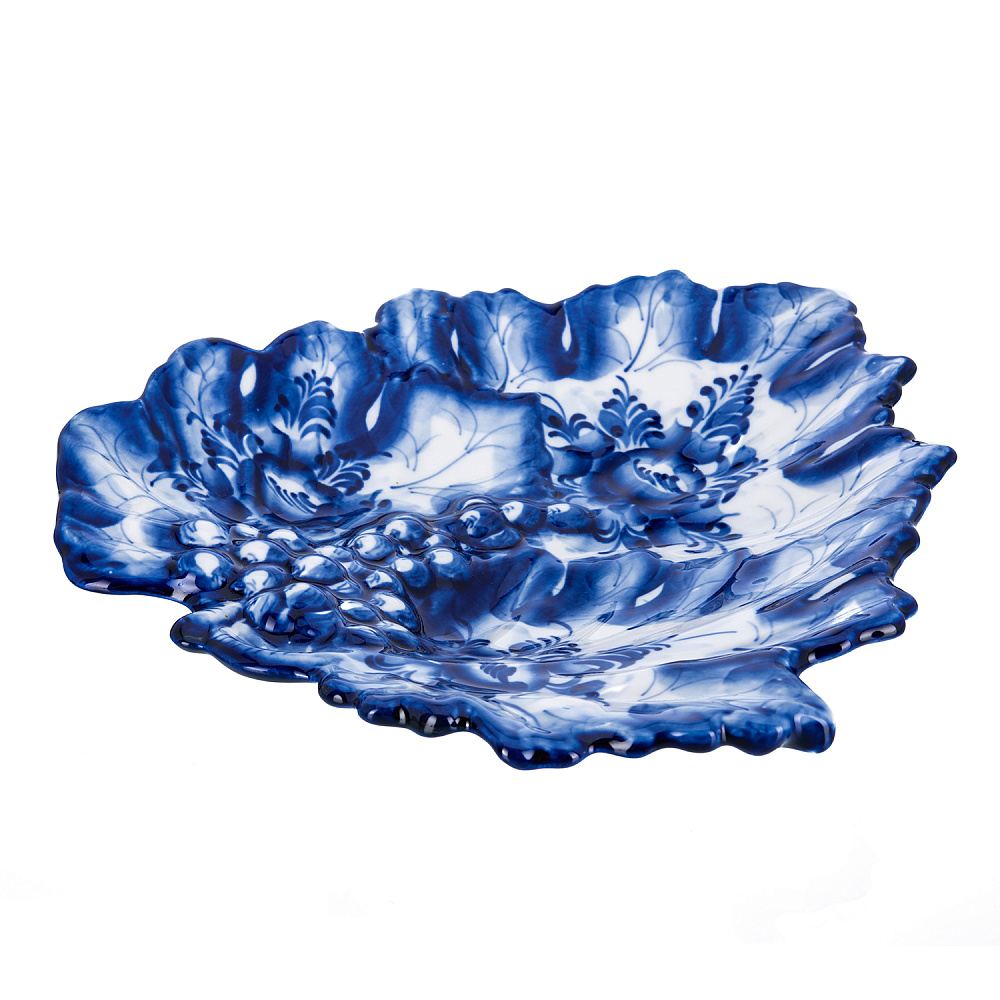 Блюдо «Виноград». Гжель - интернет магазин Русь Велика я фото 2