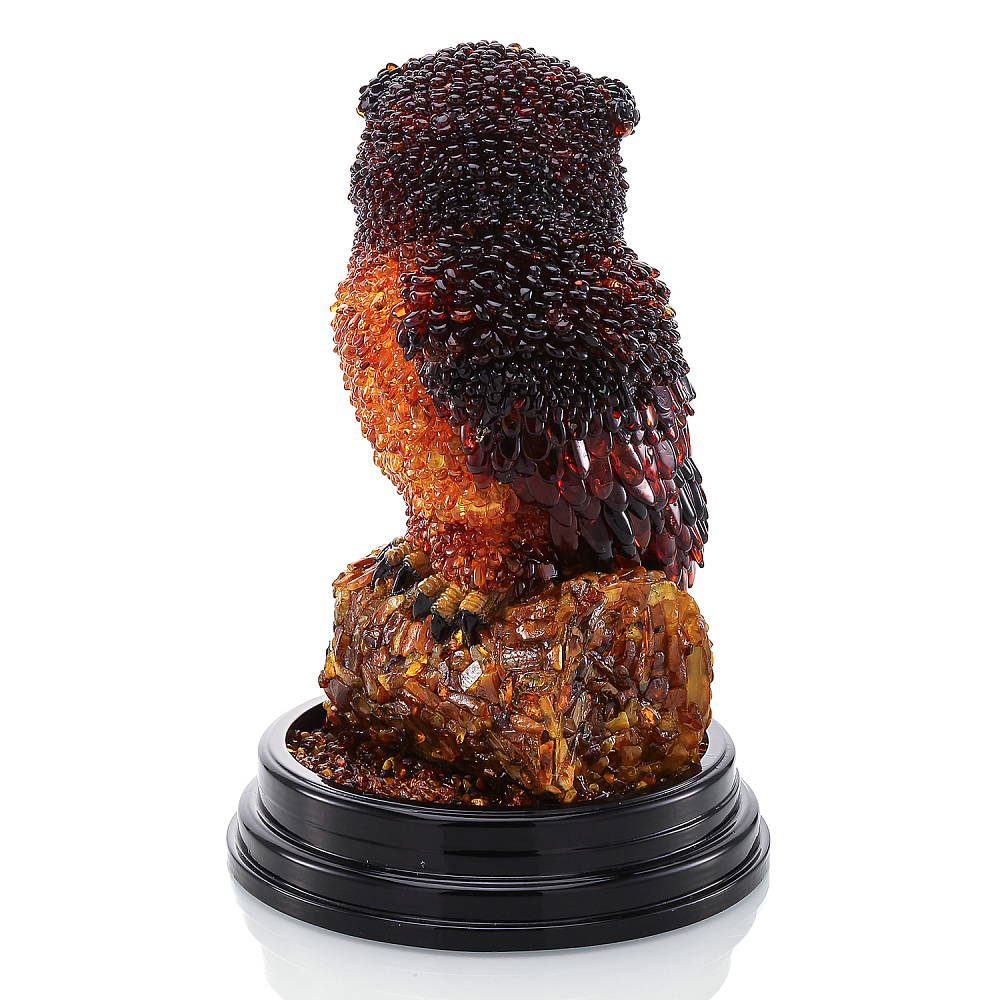 Скульптура из янтаря «Сова на пеньке» - интернет магазин Русь Велика я фото 3