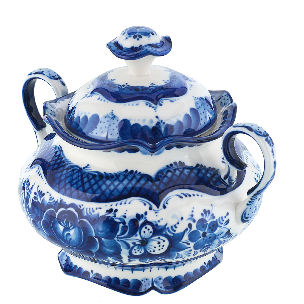 Сахарница «Купец». Гжель - интернет магазин Русь Велика я фото 1