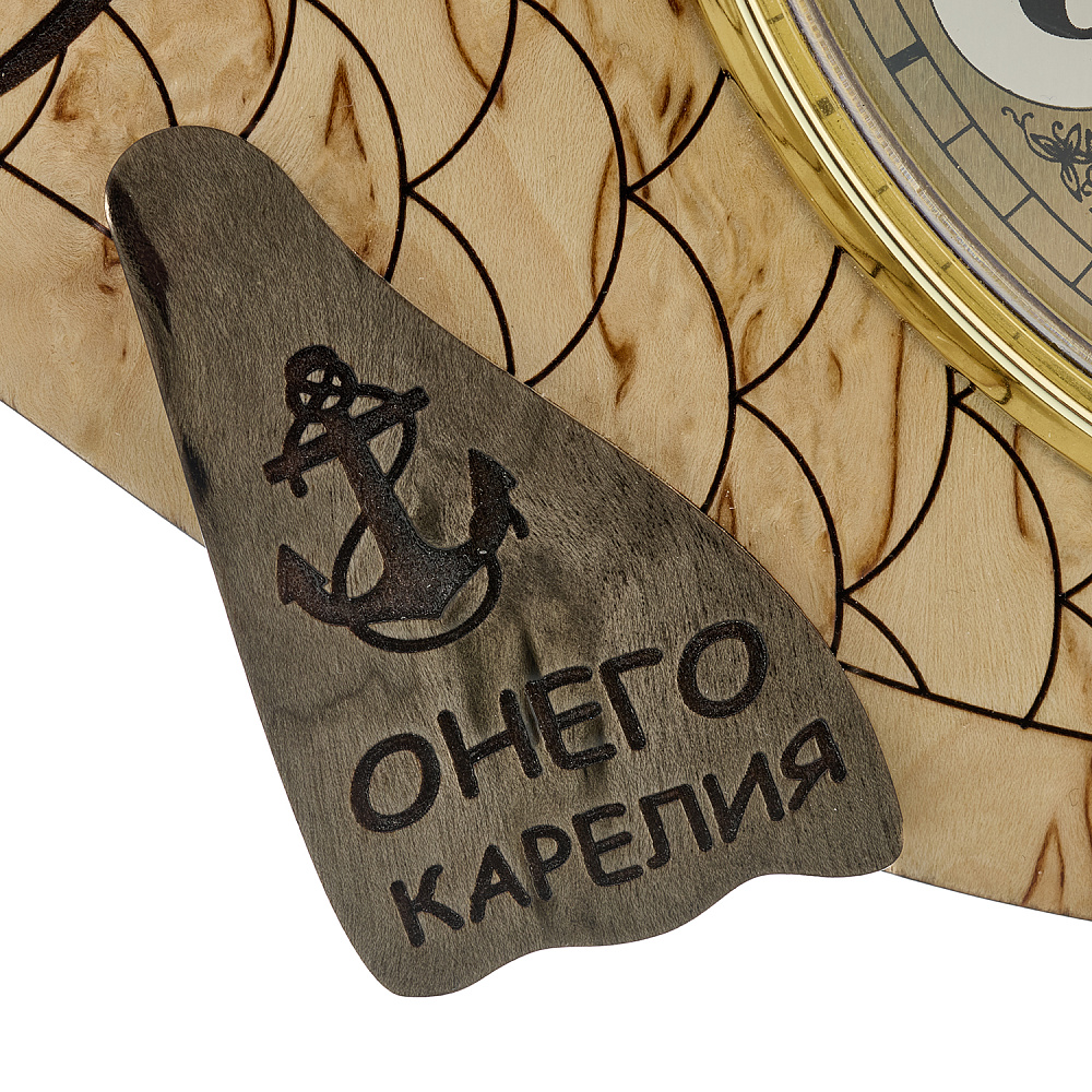 Часы настенные из карельской березы «Рыба» - интернет магазин Русь Велика я фото 3