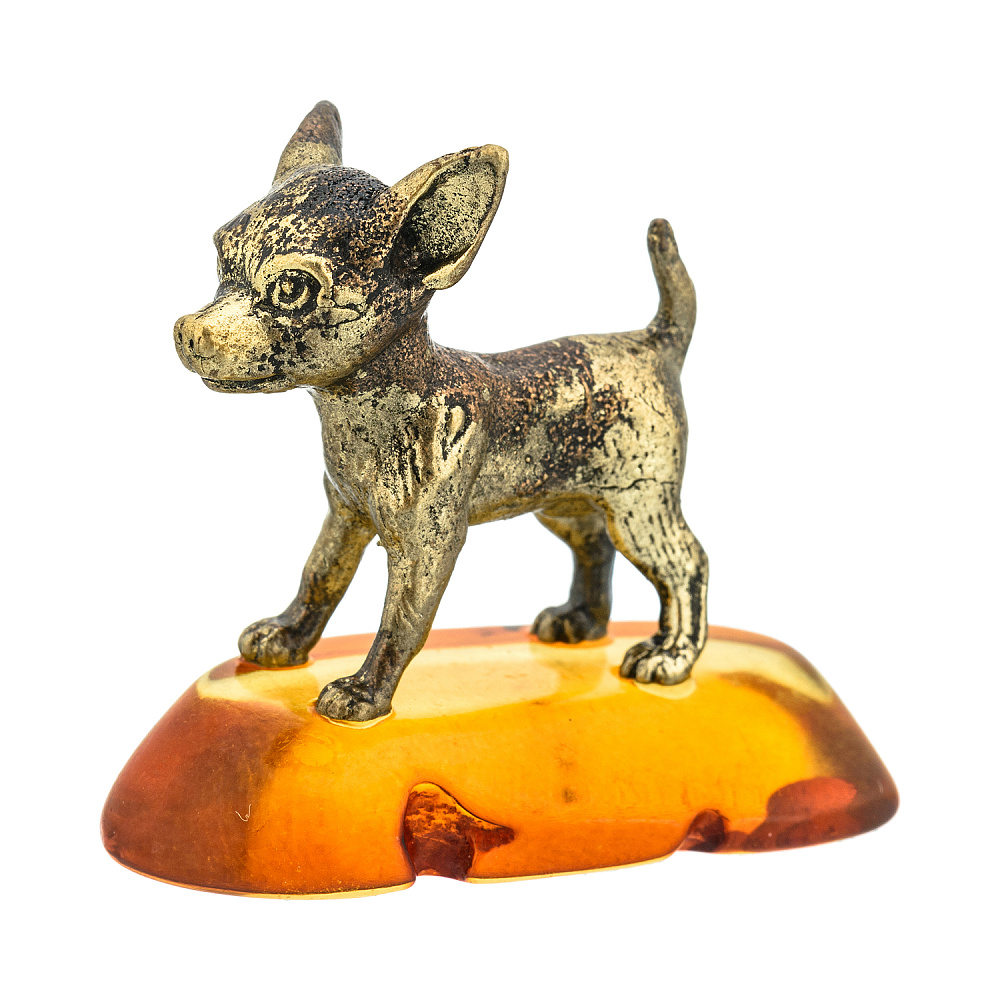 Статуэтка с янтарем «Собака чихуахуа» - интернет магазин Русь Велика я фото 1