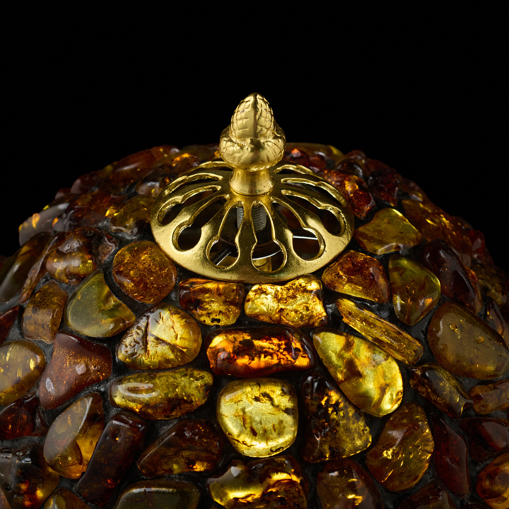 Настольная лампа из янтаря и бронзы - интернет магазин Русь Велика я фото 1