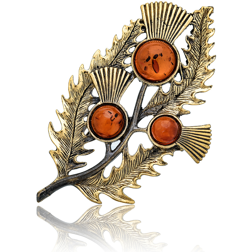 Брошь с янтарем «Бурьян» - интернет магазин Русь Велика я 