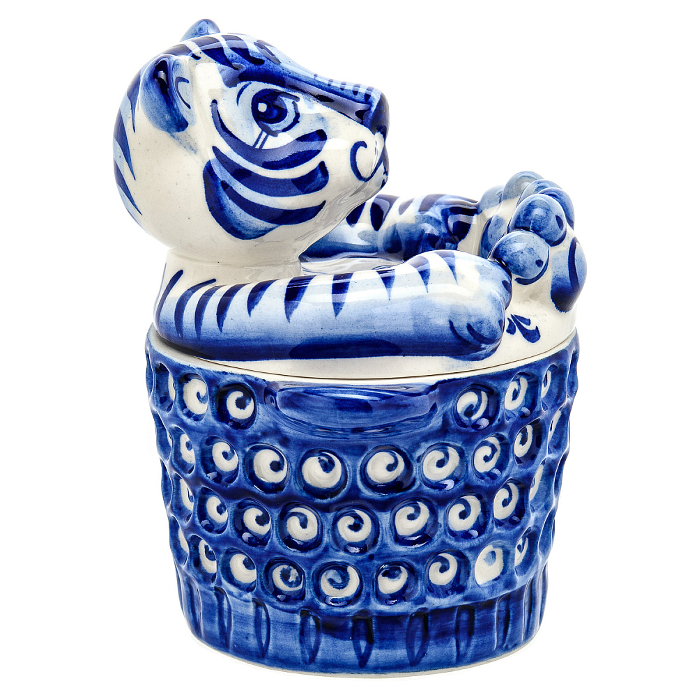 Сахарница «Тигр». Гжель - интернет магазин Русь Велика я фото 3