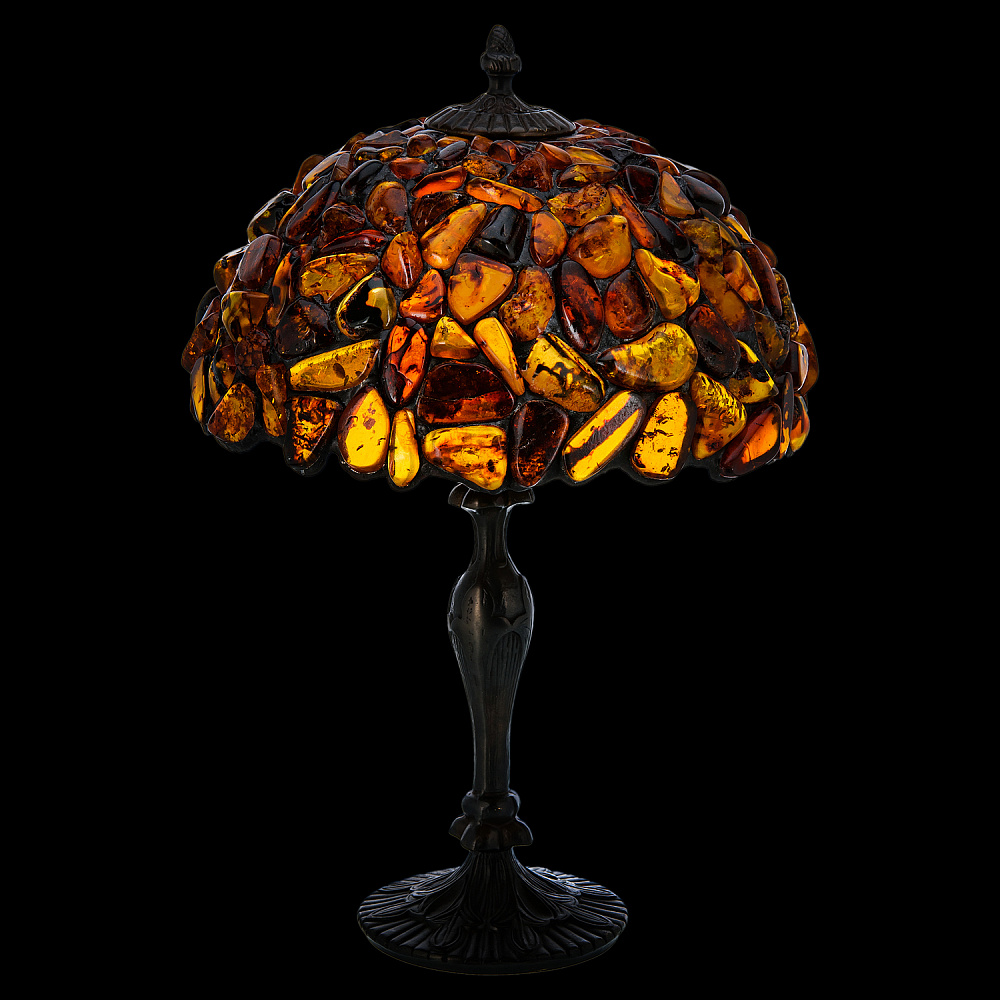 Настольная лампа из янтаря и бронзы. Высота 50 см - интернет магазин Русь Велика я 