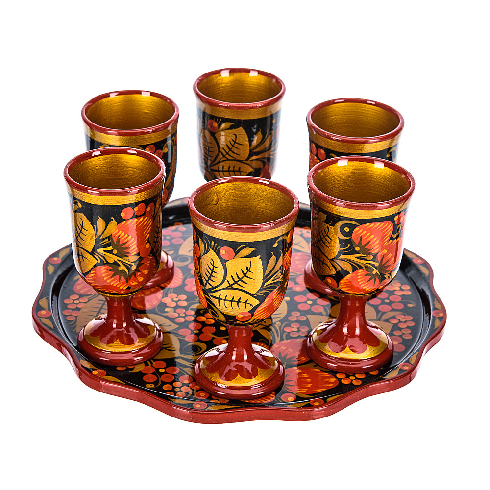 Питейный набор на 6 персон «Водочный». Хохлома - интернет магазин Русь Велика я фото 1