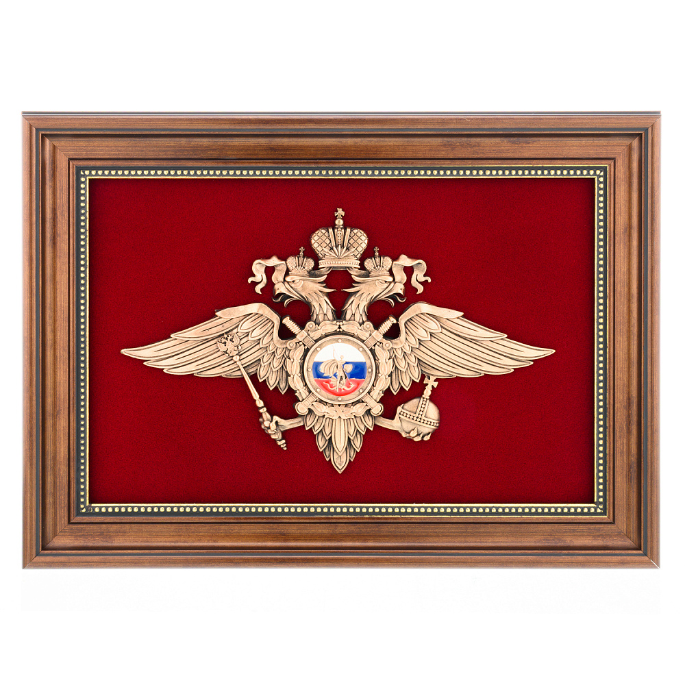 Панно-плакетка «Герб МВД». Гальванопластика 23х32 см - интернет магазин Русь Велика я 