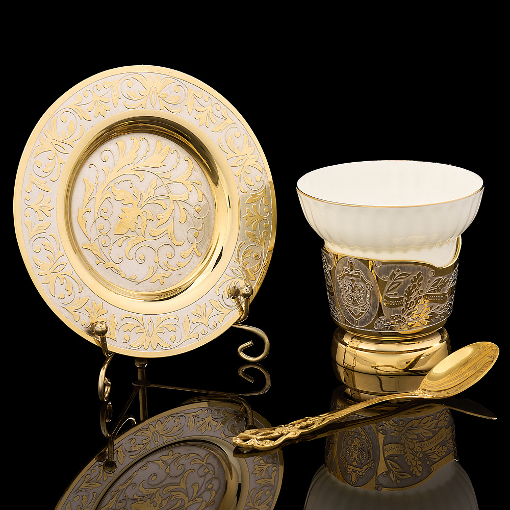 Чайная пара с позолотой «ФСБ». Златоуст - интернет магазин Русь Велика я 