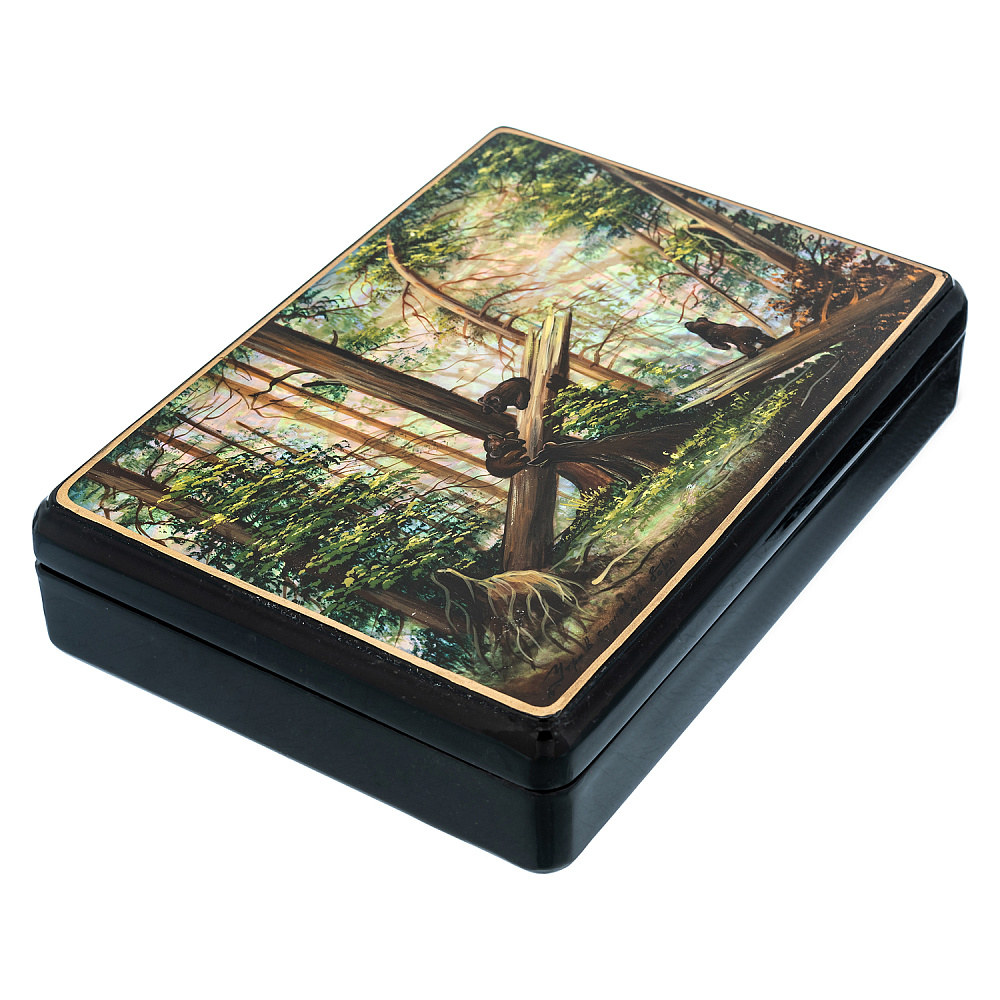 Шкатулка с художественной росписью «Утро в лесу» - интернет магазин Русь Велика я фото 1