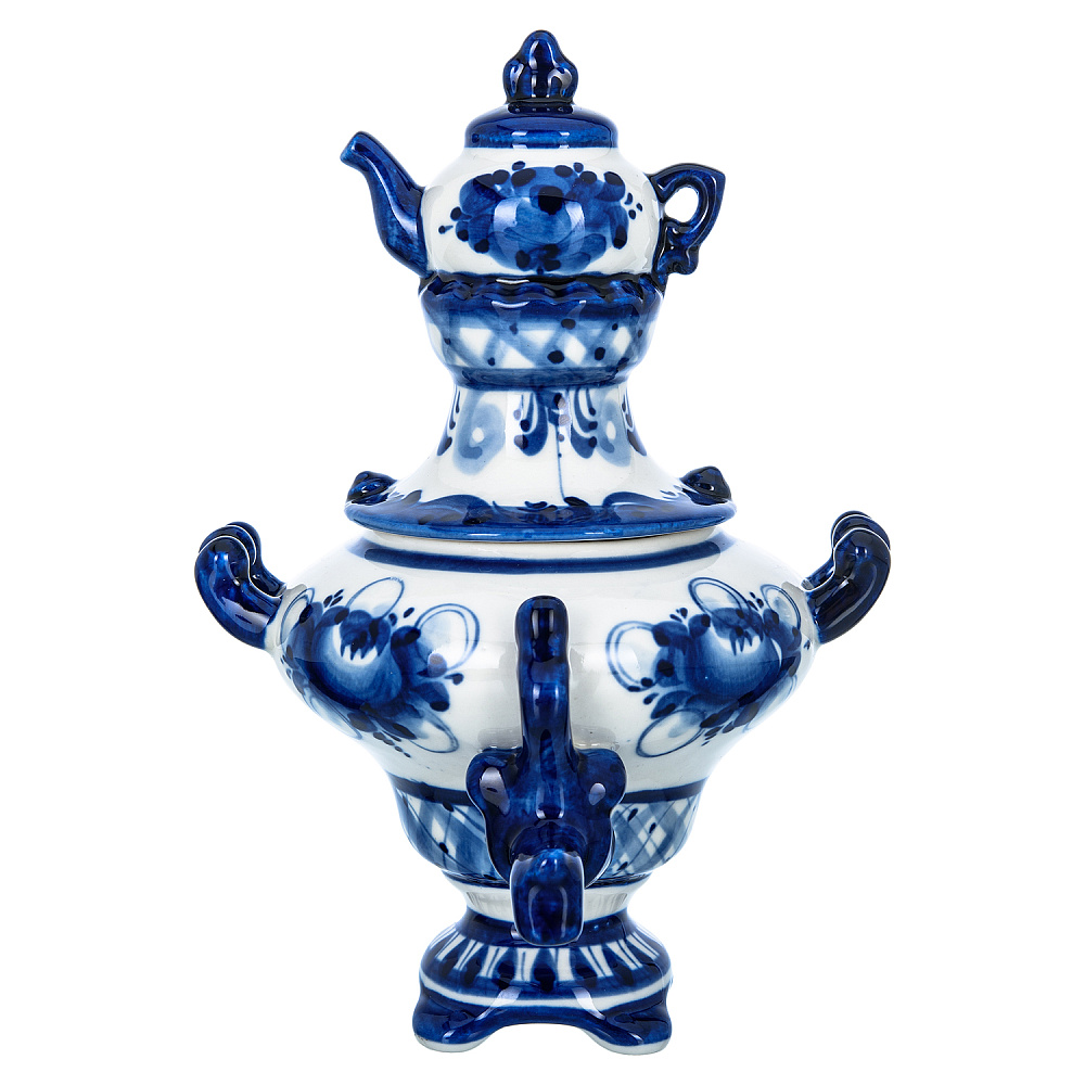 Сувенирный самовар-шкатулка. Гжель - интернет магазин Русь Велика я 