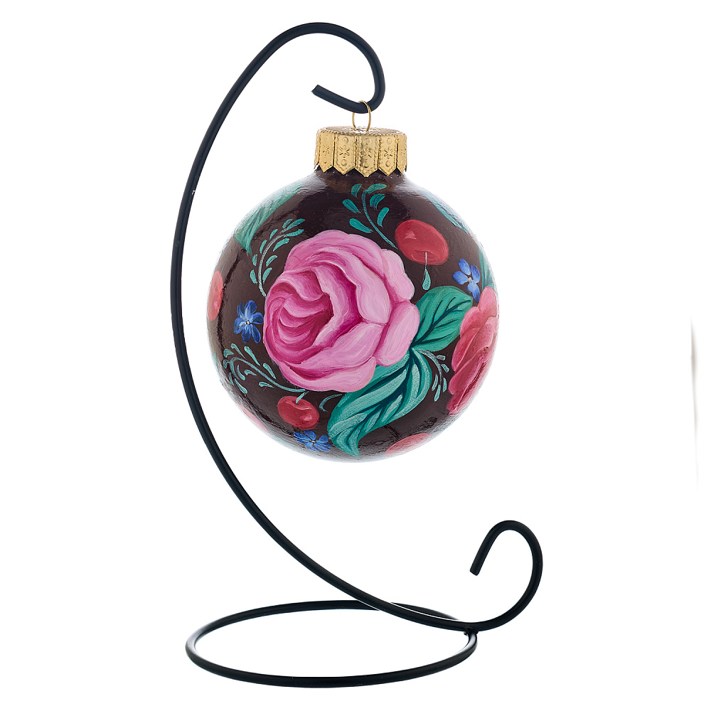 Елочный шар с ручной росписью «Жостово. Цветы» - интернет магазин Русь Велика я фото 3