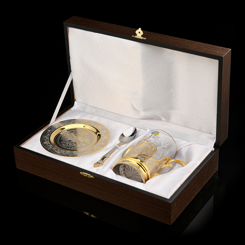 Чайный набор с подстаканником «Малахит». Златоуст - интернет магазин Русь Велика я фото 6