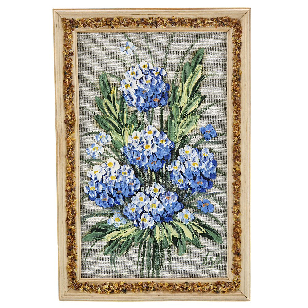 Панно в янтарной раме «Букет цветов» 27х18 см - интернет магазин Русь Велика я 