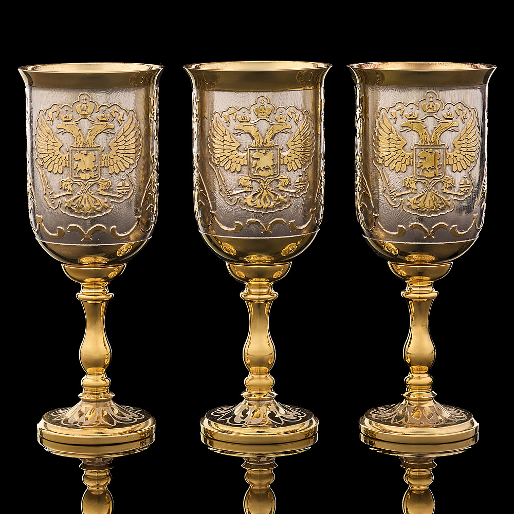 Питейный водочный набор на 3 персоны «Герб РФ». Златоуст - интернет магазин Русь Велика я 