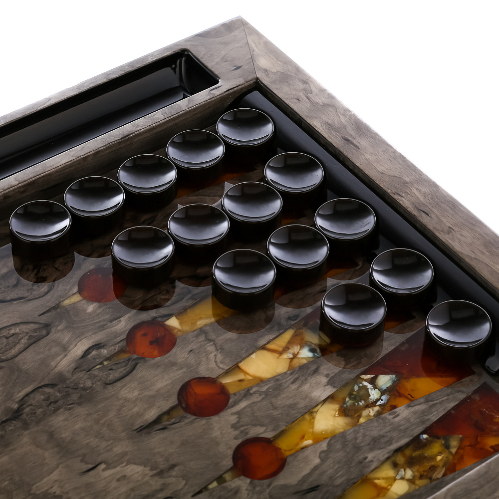 Нарды с янтарной инкрустацией «Лев» 64х60 см - интернет магазин Русь Велика я фото 10