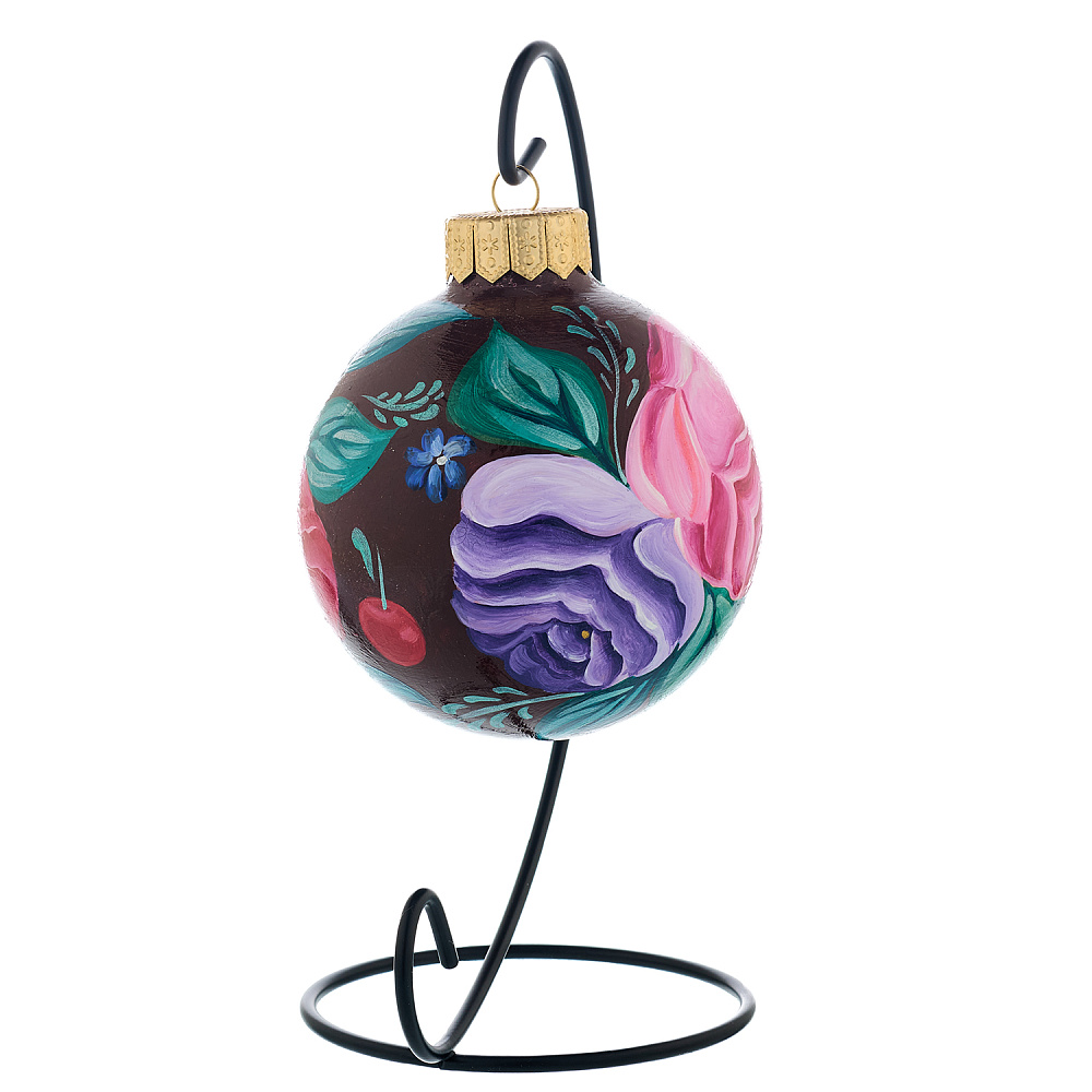 Елочный шар с ручной росписью «Жостово. Цветы» - интернет магазин Русь Велика я фото 1