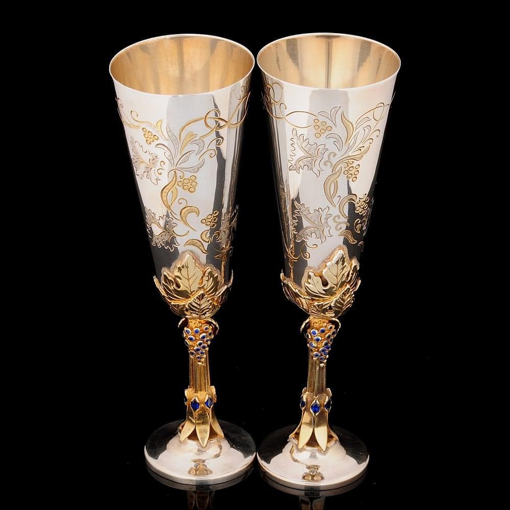 Набор фужеров для вина «Виноградная лоза». Серебро 925° - интернет магазин Русь Велика я фото 1