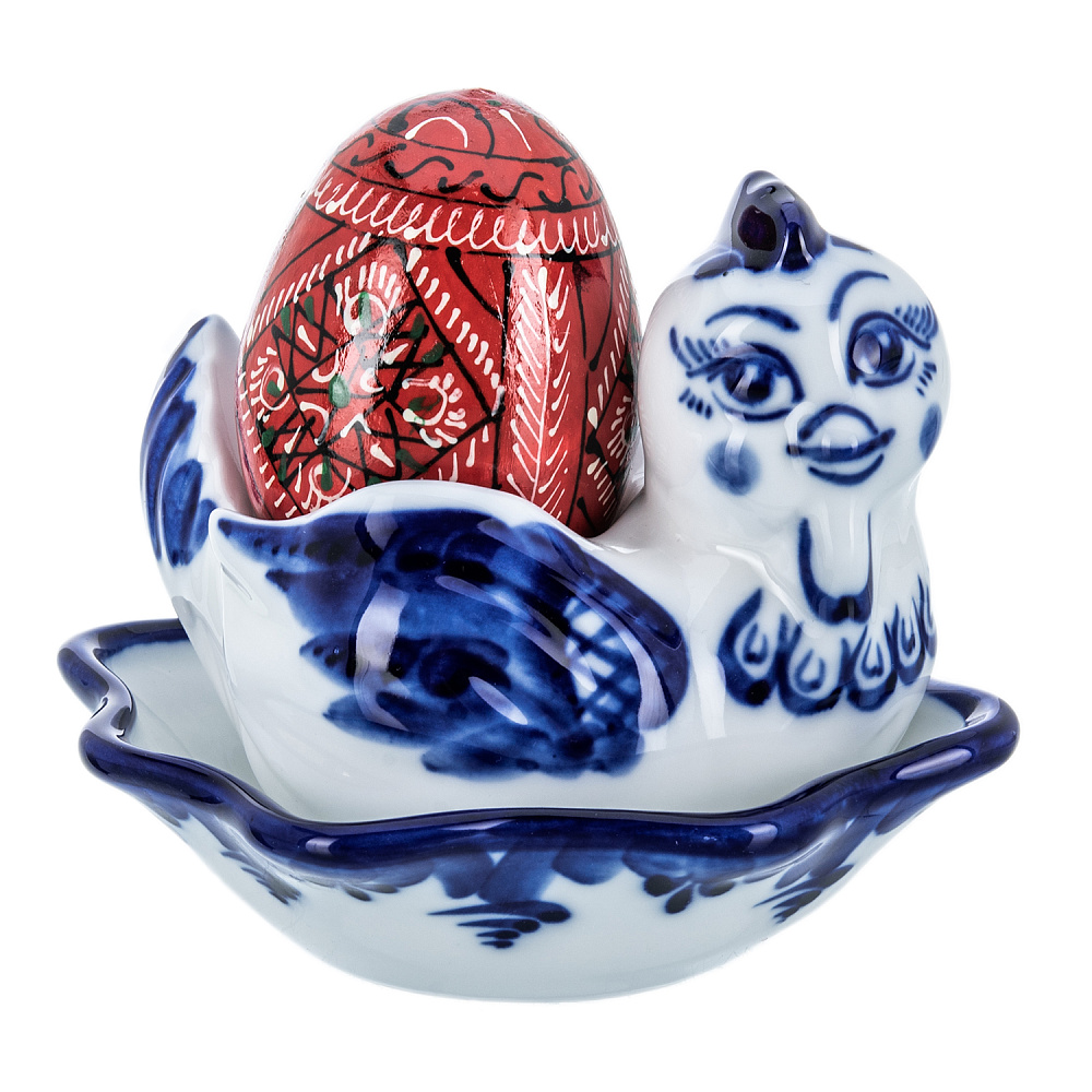 Подставка под яйцо «Цыпа». Гжель - интернет магазин Русь Велика я фото 1