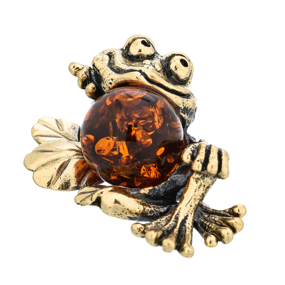 Статуэтка с янтарем «Лягушка в кувшинках» - интернет магазин Русь Велика я фото 1