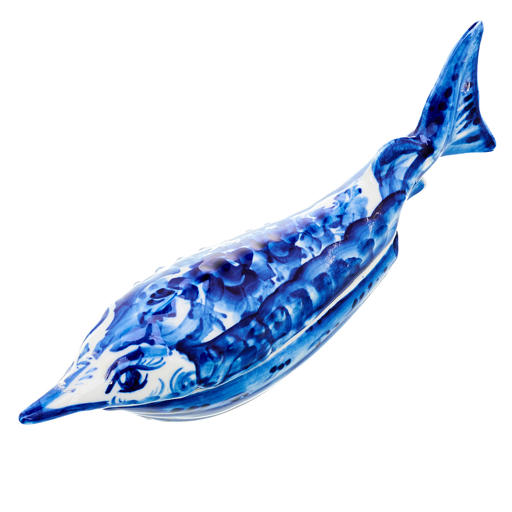 Икорница «Осетр». Гжель - интернет магазин Русь Велика я 