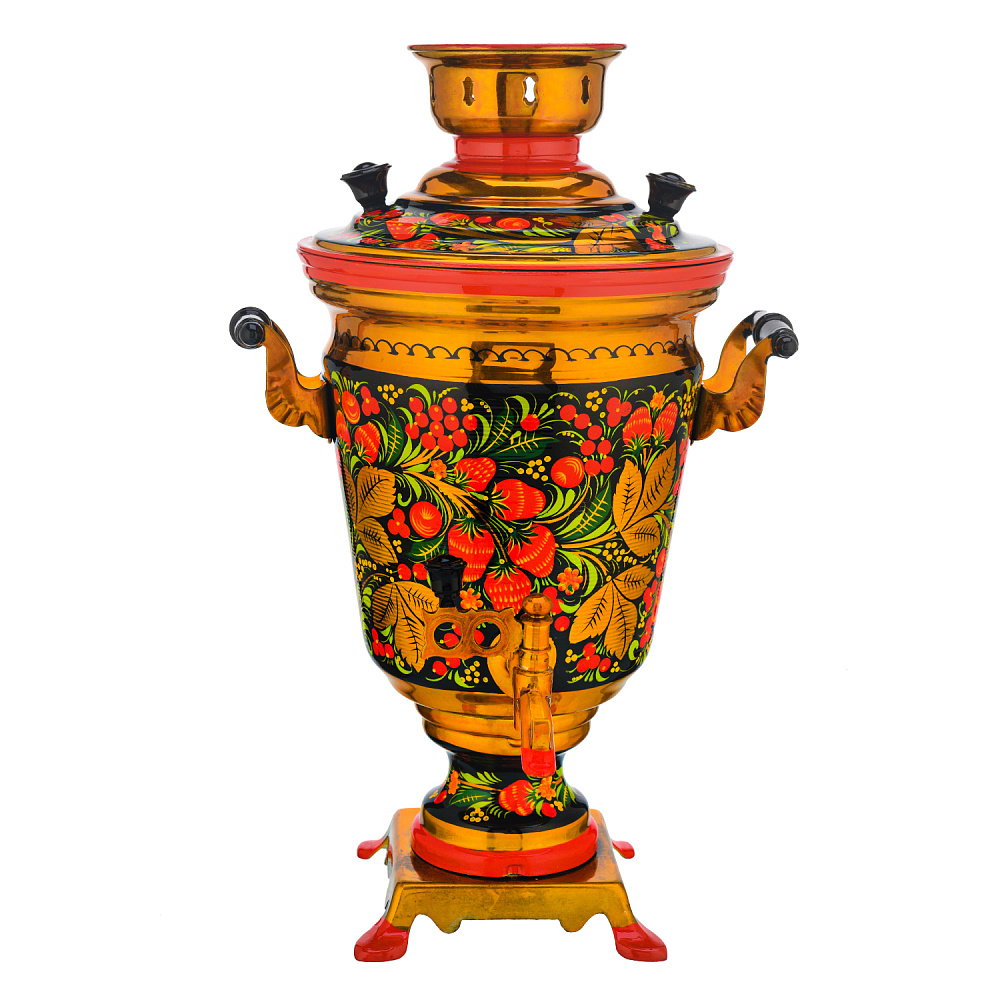 Самовар электрический 4 л с сервизом «Клубника». Хохлома - интернет магазин Русь Велика я фото 2