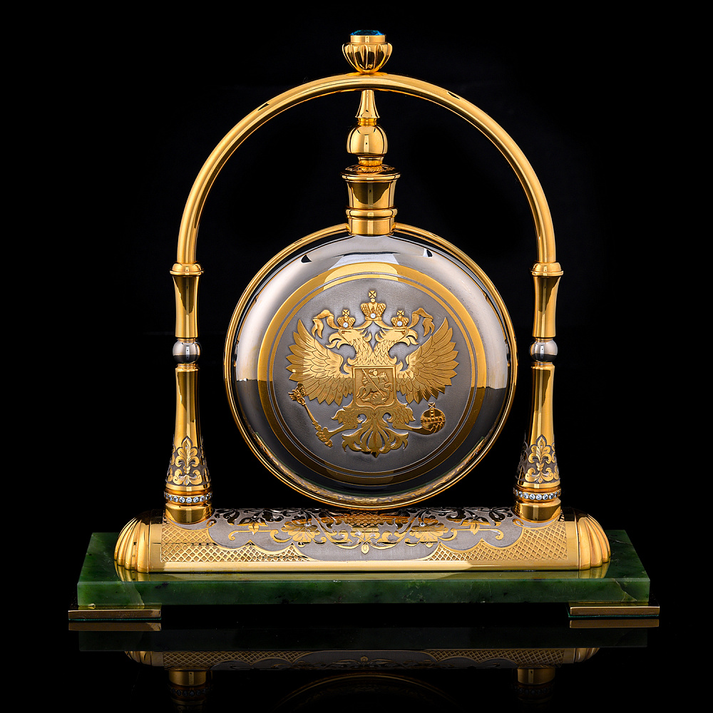 Настольные часы-фляга с нефритом. Златоуст - интернет магазин Русь Велика я фото 4