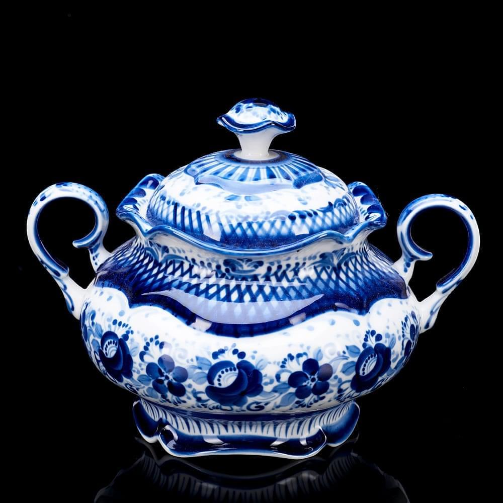 Сахарница «Купец». Роспись Гжель - интернет магазин Русь Велика я 