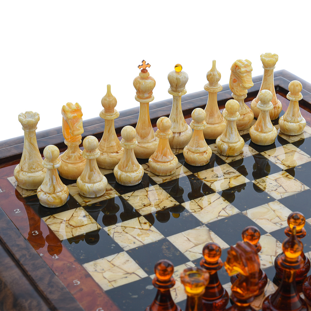 Шахматы с янтарными фигурами «Аристократ» 47х47 см - интернет магазин Русь Велика я фото 6