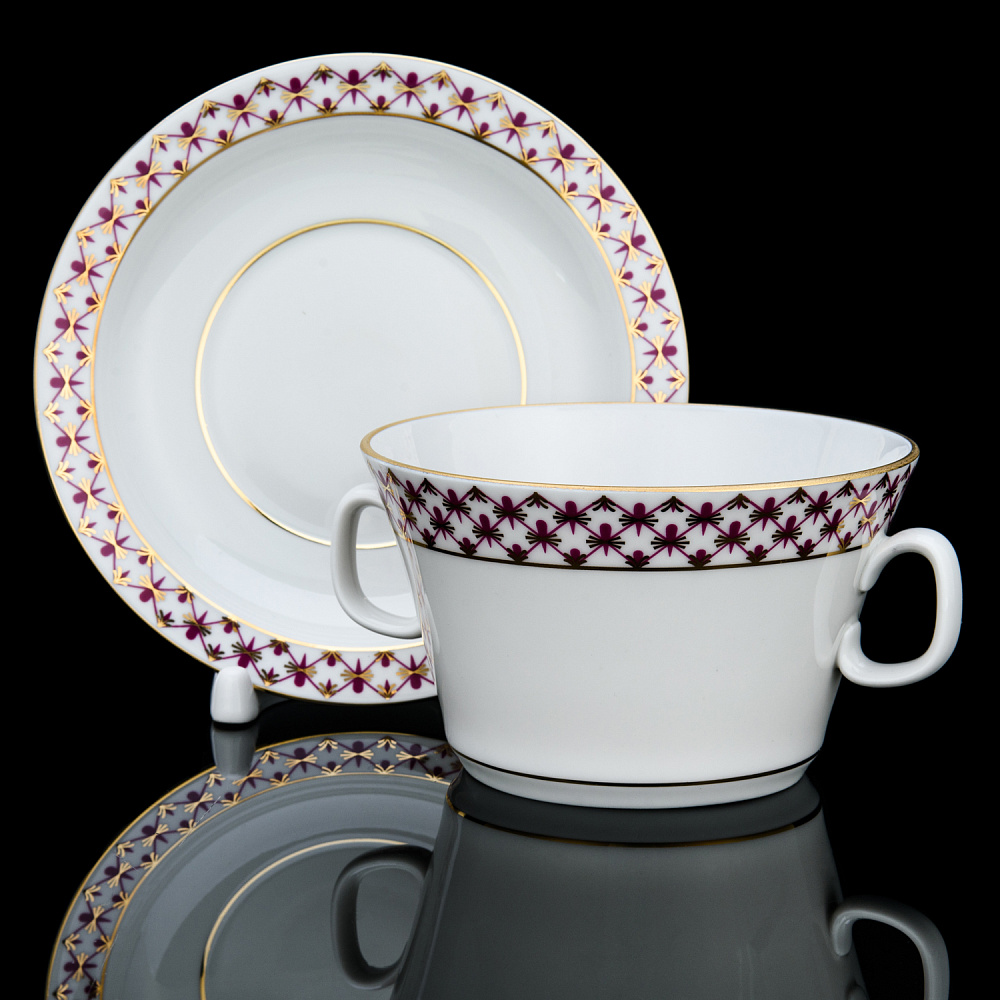 Бульонница с блюдцем 360 мл «Сетка-Блюз». Форма Молодежная. ИФЗ - интернет магазин Русь Велика я 