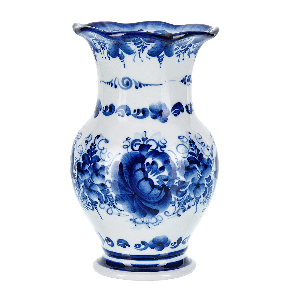 Ваза «Цветы». Гжель - интернет магазин Русь Велика я фото 1