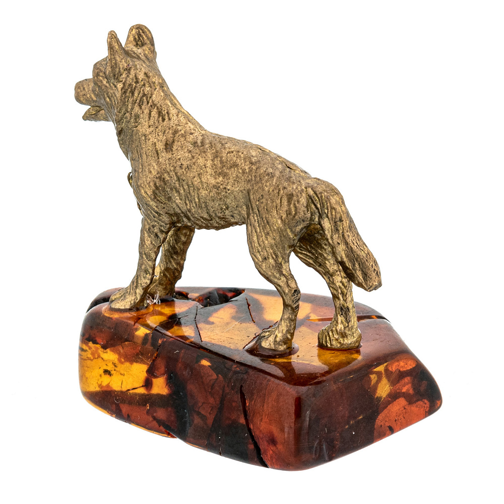 Статуэтка с янтарем «Собака овчарка» - интернет магазин Русь Велика я фото 2