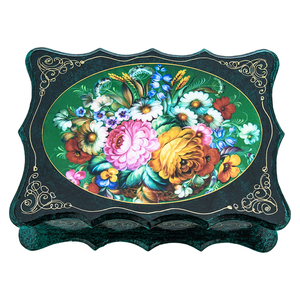 Шкатулка с подарочным шерстяным платком внутри «Цветочные мотивы» - интернет магазин Русь Велика я фото 2