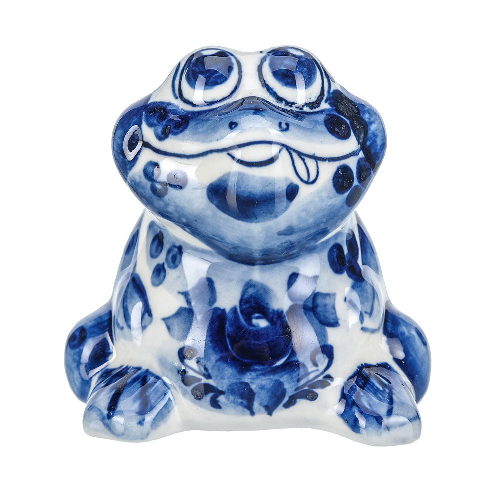 Статуэтка «Жаба». Гжель - интернет магазин Русь Велика я 