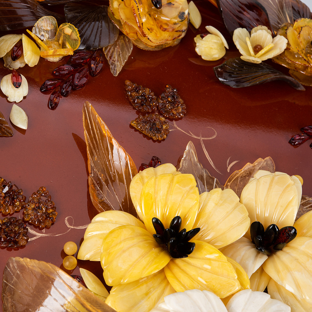 Панно настенное из янтаря «Венок из роз» 45х45 см - интернет магазин Русь Велика я фото 4