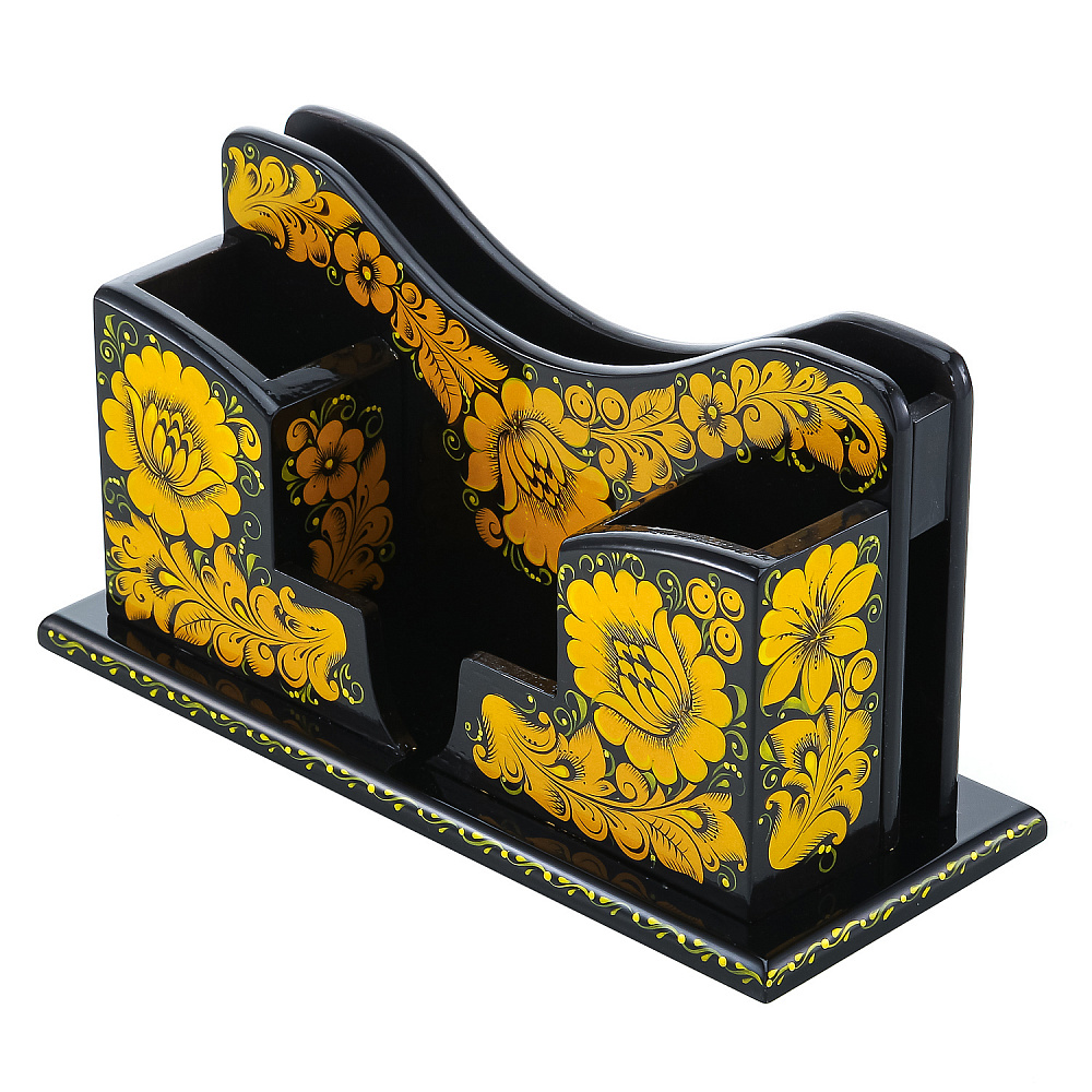 Настольный набор из дерева «Черная кудрина». Хохлома - интернет магазин Русь Велика я фото 9