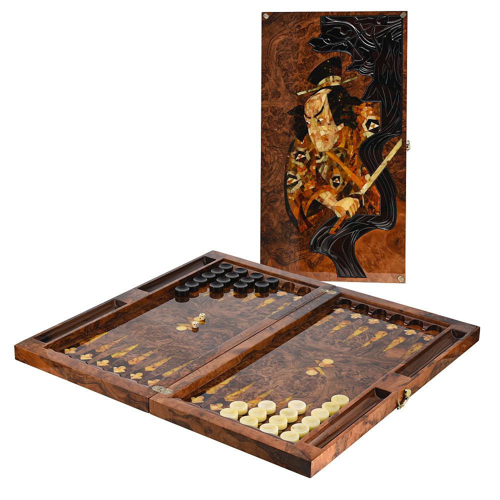 Нарды янтарные «Самурай» 60х32,5 см - интернет магазин Русь Велика я 