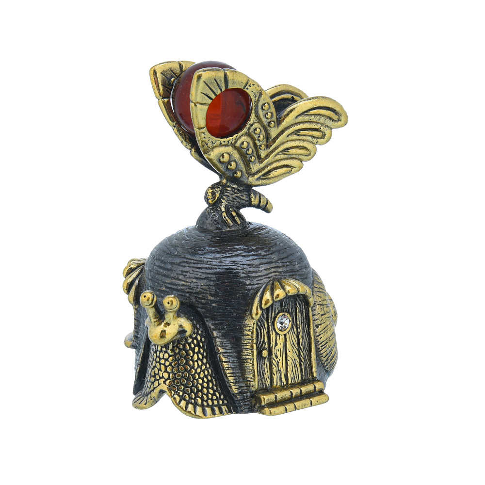 Колокольчик с янтарем «Улитка с бабочкой» - интернет магазин Русь Велика я 