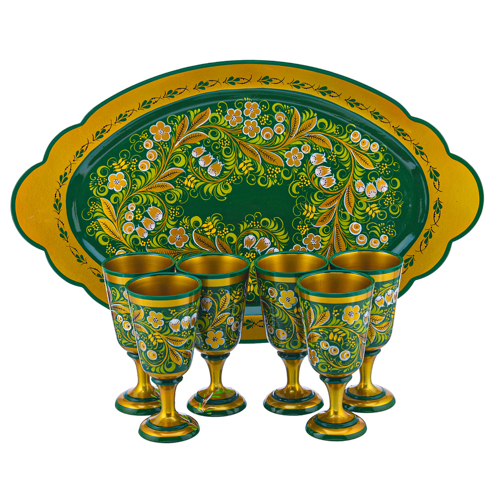 Питейный набор для шампанского «Встреча». Хохлома - интернет магазин Русь Велика я 