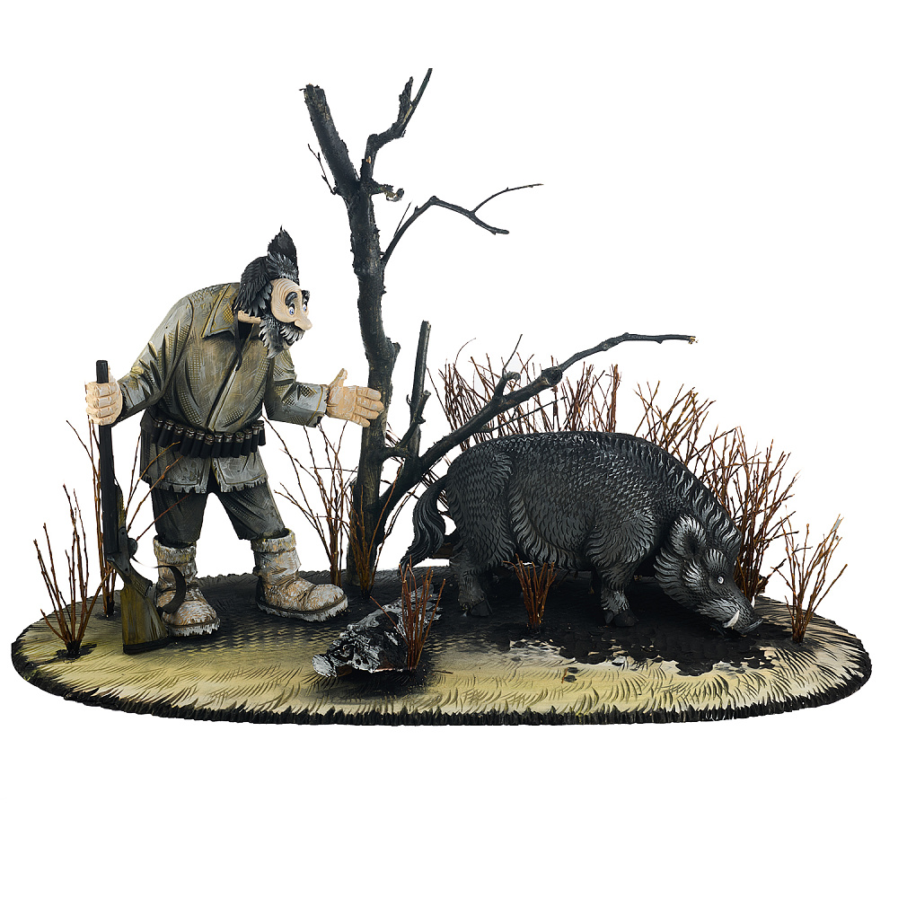 Резьба по дереву. Скульптура «Охотник» - интернет магазин Русь Велика я 