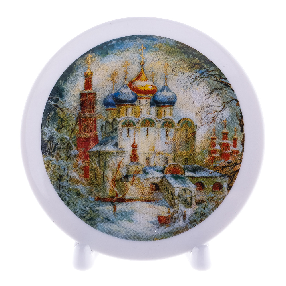 Сувенирная тарелка «Новодевичий монастырь. Смоленский собор» 12 см - интернет магазин Русь Велика я 