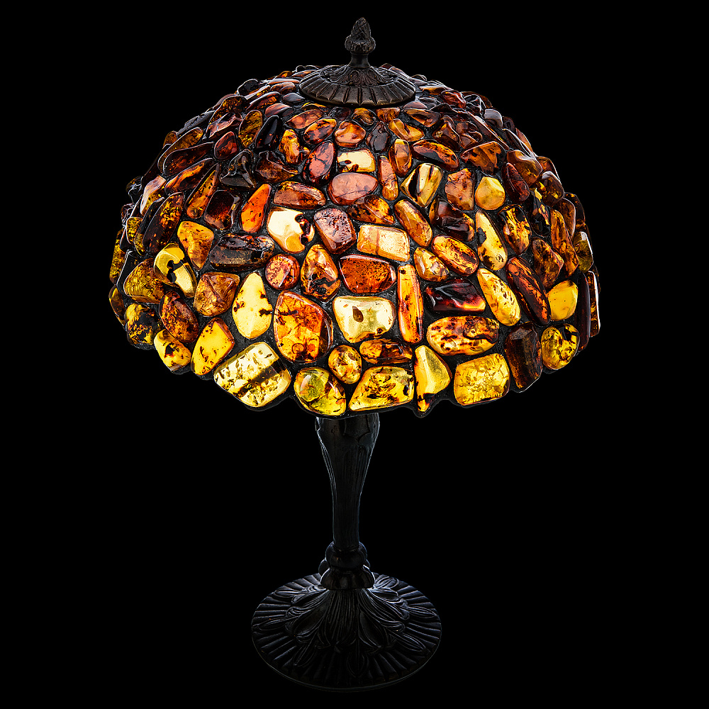 Настольная лампа из янтаря и бронзы. Высота 50 см - интернет магазин Русь Велика я фото 2