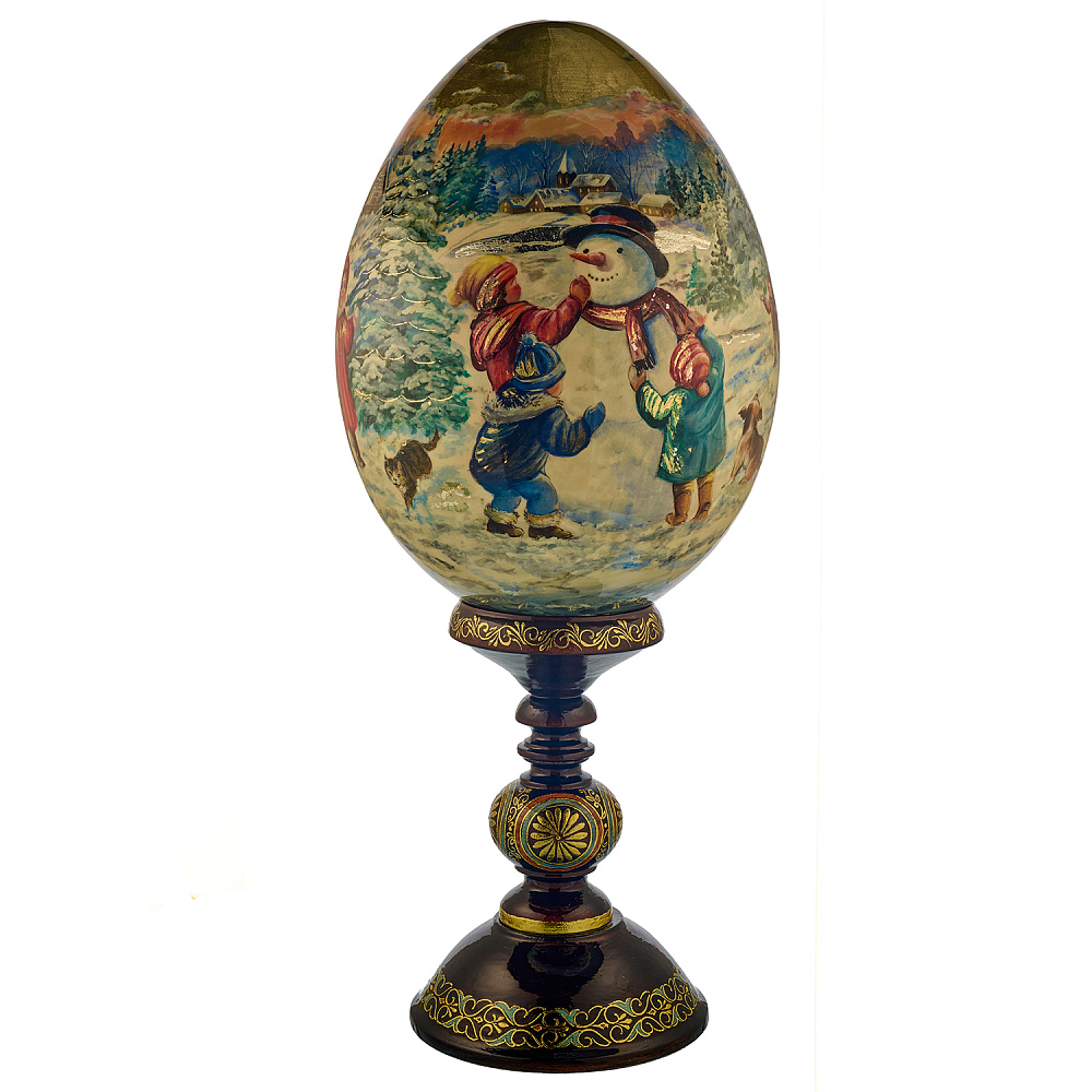Пасхальное яйцо на подставке «Зимние забавы» - интернет магазин Русь Велика я фото 3
