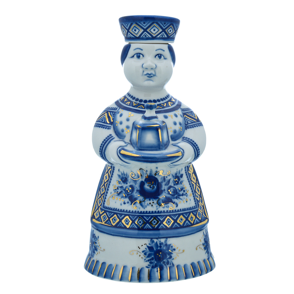 Штоф «Матрена». Гжель в золоте - интернет магазин Русь Велика я 